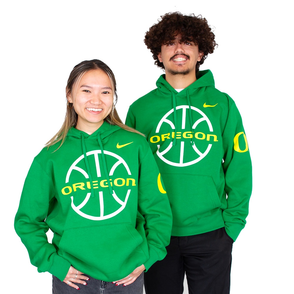 Oregon, Nike, Green, Hoodie, Cotton Blend, Men, Basketball, Sweatshirt, Pullover, 813673